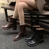 Botines Chelsea de piel de oveja texturizada básica, con textura y detalles a mano, para invierno 2024, con tacón alto grueso y punta redonda, de piel y holgados, para mujer