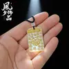Colgante de Fortuna Chapado en Oro 999, Colgante de Moneda Redonda de Plata Cien Bendiciones, Colgante de Collar Unisex de Plata de Imitación, Collar Nuevo Estilo Chino