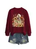 Amazon eBay site independente moda estiloso versátil feminino caveira esqueleto flor borboleta gola redonda manga longa moletom