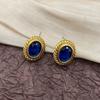 Qingdao Estilo Francés Vintage Twist Phnom Penh Pendientes Ovalados Lujo Ligero Circonita Esmeralda Zircon Azul Rubí Elegante