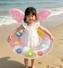 Flotador Inflable para Niños con Alas de Ensueño de PVC Espeso, Flotador Inflable con Flor de Lentejuelas Estilo Ins, Anillo de Juego para Parque Acuático