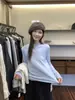 Colección de Otoño MISS: Top de punto fino de manga larga, sencillo y versátil, con cuello fruncido, estilo 3802