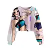Patrón Transfronterizo Nuevo Grupo Cazador de Brujas K-Pop Sudadera Casual Corta para Chicas Estampado 3D Cuello Redondo Suministro