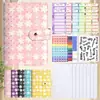 Set de Cuadernos Macaron Amazon A6 con Patrón Estrellado, Cierre Magnético, Cuaderno de Hojas Sueltas de Cuero PU, Planificador de Presupuesto en Efectivo