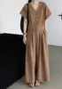 Conjunto Chique Coreano Relaxado Vintage com Decote V, Botões e Manga Curta + Calça Wide Leg Fluida Emagrecimento