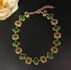 Joyería vintage de la época media, chapada en cobre, oro, esmaltado verde, collar, pulsera, pendientes con diamantes huecos, traje vintage
