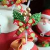 Tarjeta de decoración para pastel de Navidad anillo de hierba hoja ciervo sika árbol de Navidad bolsa de regalo bandera de mesa para postre de repostería de cumpleaños