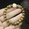 Pulseira de contas de sândalo verde de estilo chinês, pulseira de produtos genuínos, texto de brincadeira, maré nacional, carvão, raiz de bodhi, pata de gato, fofa, feita à mão, atacado