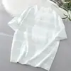 Camiseta Masculina de Verão Fina de Seda Gelo de Manga Curta Moderna Estampada com Gradiente Solta Casual Versátil Top Masculino