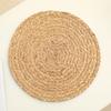 Porta-copos Simples de Cor Original Estilo Japonês Feito à Mão Puro Palha Redondo com Borla Jogo Americano Resistente a Altas Temperaturas Espessado Tapete de Isolamento Térmico para Caçarola