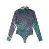 Moda de Comercio Exterior Tie-Dye Cuello Alto Cuello de Tortuga Manga Larga Camisa de Pecho Otoño Ajustado Delgado Ajuste ceñido Mono para Mujer