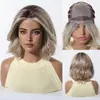 Peluca Completa de Seda Importada Mono Se Puede Peinar Libremente, Peluca Bob Gris Natural Realista en Degradado para Mujeres Cobertura Completa de Cabeza