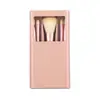 Conjunto de 5 Pincéis de Maquiagem Mini Espelho, Portátil, com Cerdas Macias para Sombra e Blush, Pincel de Detalhe para Olhos, Ferramentas de Beleza