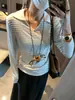 Mochie Rosto Liso Menina Coreana Fibra de Vinagre Tencel Mistura de Lã Gola Polo Casual Manga Longa Camisa Base MQ1953