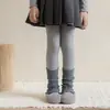 Zapatos y calcetines para niñas, calcetines con volantes y patrón de rombos de encaje para otoño e invierno, estilo coreano, adecuados para combinar con leggings, calentadores de piernas hasta la pantorrilla