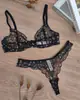 Ropa Interior Sexy Francesa para Mujer Verano Ultra Delgada Encaje Floral Puro Deseo Conjunto de Lencería para Busto Grande para Verse Más Pequeño Conjunto de Sujetador Anticaída