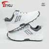 Sapatos de golfe masculinos de cano baixo sola plana botão giratório respirável antiderrapante treinamento lazer antiderrapante lateral tênis impermeáveis