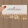 Set de Aretes Geométricos Cuadrados de Metal Europeos y Americanos para Mujer Aretes en Forma de C de Alta Gama Aretes Exagerados para Mujer Joyería