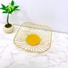 Cesta de Frutas Personalizada Transfronteiriça Cozinha Sala de Estar Frutas e Legumes Sobremesa Cesta de Armazenamento para Desktop Prato de Frutas Dourado Retro Europeu