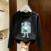 Camiseta de manga comprida para meninas, algodão puro, para usar na primavera e no outono, novo modelo 2026, blusa para meninas, camiseta, camiseta base para camada interna infantil