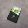 Portatarjetas de Cuero Genuino para Hombre, Tarjetero con Botón, Billetera para Monedas, Cuero Tree Paste, Piel de Vaca, Portatarjetas Bancarias, Cartera Negra Casual, Cartera