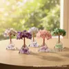 Pirámide de grava de cristal natural árbol del dinero adorno, pirámide de resina grava árbol de flores decoración del hogar manualidad