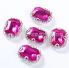 Fivela de Cristal de Borda Octogonal Retangular Vitral Garra de Cristal Broca Perfurada à Mão Acessórios para Roupas Sapatos Bolsas DIY
