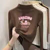 Ropa interior base con forro polar para niñas, nueva colección otoño/invierno 2026, estilo coreano, moderna, para niños mayores, cuello semi-alto, camiseta de manga larga con forro polar