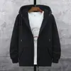 Moletom Grosso com Forro de Lã para Homens e Mulheres, Gola Alta Casual, Jaqueta Cardigan de Manga Longa com Zíper, Blusa Solta para Homens que Trabalham em Canteiros de Obras