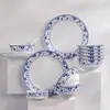 Conjunto de Louça de Cerâmica de Alta Temperatura com Cores Sob Esmalte de Jingdezhen para Uso Doméstico, Incluindo Tigelas de Arroz, Pratos de Jantar, Tigelas de Macarrão, Tigelas de Sopa e Tigelas de Cerâmica com Padrão de Faca