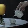 Tetera Azul y Blanca Pintada a Mano de Libélula de las Dinastías Tang y Song, Juego de Té Kung Fu, Tetera Portátil de Cerámica con Color Bajo Esmalte y Filtro en Forma de Bola, Tetera Bola de Dragón