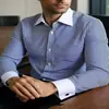 Camisa de manga larga para hombre de negocios transfronteriza, simple Amazon casual a rayas con estampado 3D de manga larga casual para hombre