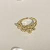 Anillo de Flor Plata Metálico Diseño Nicho Coreano Anillo Retro Elegante para Mujer