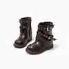 Botines Princesa Martin para Niña 2026 Nuevo Otoño/Invierno Más Terciopelo Suela Suave Botas de Cuero para Pantalón Niñas Niños