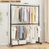 Secador de Ropa de Doble Capa de Pie para Dormitorio Estante para Ropa Doméstico No Ocupa Espacio Secador de Ropa Almacenamiento Perchero Simple