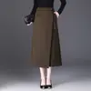 Saia Casual de Temperamento Feminina 2026 Outono Novo Estilo Versão Coreana Versátil Irregular Saia com Fenda Saia Evasê