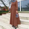 Em Estoque Novo Cruzamento Casual Solto Cor Sólida Cinto Zíper Vestido Longo Fábrica Atacado