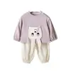 Conjunto de Ropa de Dibujos Animados Lindo de Primavera para Bebés y Niños Pequeños, Conjunto de Camiseta y Pantalones Casuales, Ropa de Primavera para Salidas de Bebés