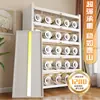 Armário de aço para armazenamento com portas de vidro, estante de chão multicamadas para figuras, com portas, à prova de poeira, para sala de estar e quarto, armário de metal