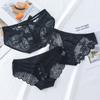 Pacote Combinado de Calcinhas Pretas Sexy de Renda Transparente para Mulheres, Cuecas Femininas Transparentes Vazadas de Alta Elasticidade