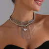 Joyería Transfronteriza Europea y Americana Dulce Fresca Sexy Paisaje Ins Collar con Borla de Corazón Lujo Accesible Moda Collar Metálico