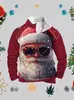 Sudadera Navideña para Hombre Estilo Comercio Exterior Transfronterizo 2024 Moda Sudadera con Estampado Digital Navideño Cuello Redondo Pullover