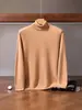 Suéter de cachemira de cuello alto para hombre, capa base de punto para otoño e invierno, de manga larga, corte holgado, cálido, suéter casual de lana para usar en capas