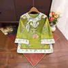 Chaqueta Jacquard Bordado Pesado Estilo Chino Nuevo Otoño 2025 Camisa Mejorada Traje Tang Cuello Redondo Superior para Mujer