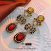 Pendientes ovalados de diamantes con alfiler de plata vintage de estilo antiguo medio, pendientes estilo corte de nicho retro, pendientes de alta gama al por mayor