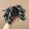 Elegante pinza para coleta de lazo a cuadros para mujer, elegante liga para el pelo, pinza para peinado semi-recogido, accesorio para el pelo moderno y casual