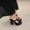Sandalias de Cuña Gruesa con una Sola Tira Estilo Retro Francés para Mujer, para Uso Exterior en Verano, Plataforma Impermeable, Impresionantes Sandalias de Tacón Alto para Mujer