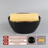 Mesa de Hot Pot Rústica Estilo Hombre Derretido, Tazones de Cerámica Melamínica Resistentes a la Rotura, Platos para Aceite y Platos para Carne de Res Fresca