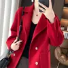 Abrigo Corto de Lana para Mujer para Otoño e Invierno, Ropa Exterior Holgada Petite, Abrigo de Lana con Cuello Blazer Fuera de Temporada, Moda Femenina de Moda