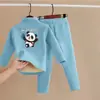 Conjunto de Ropa Interior Térmica para Niños con Forro Polar y Terciopelo Alemán Espesado Ropa de Casa Ropa de Otoño para Bebé y Pantalones Pijamas para Niños y Niñas